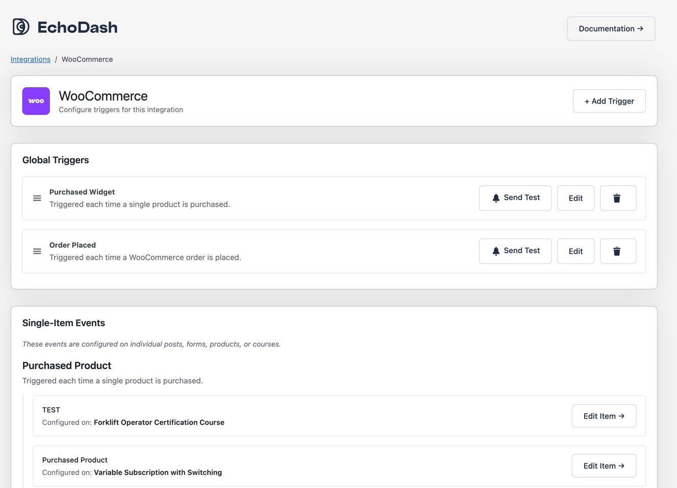 Configuring events for WooCommerce in the EchoDash WordPress Plugin