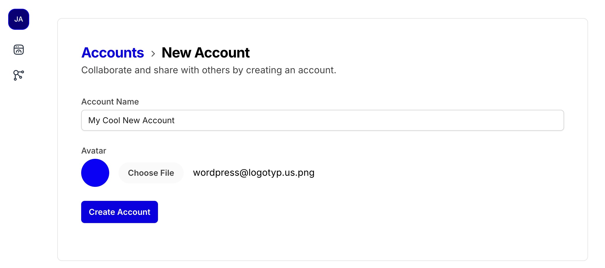 Adding a new account